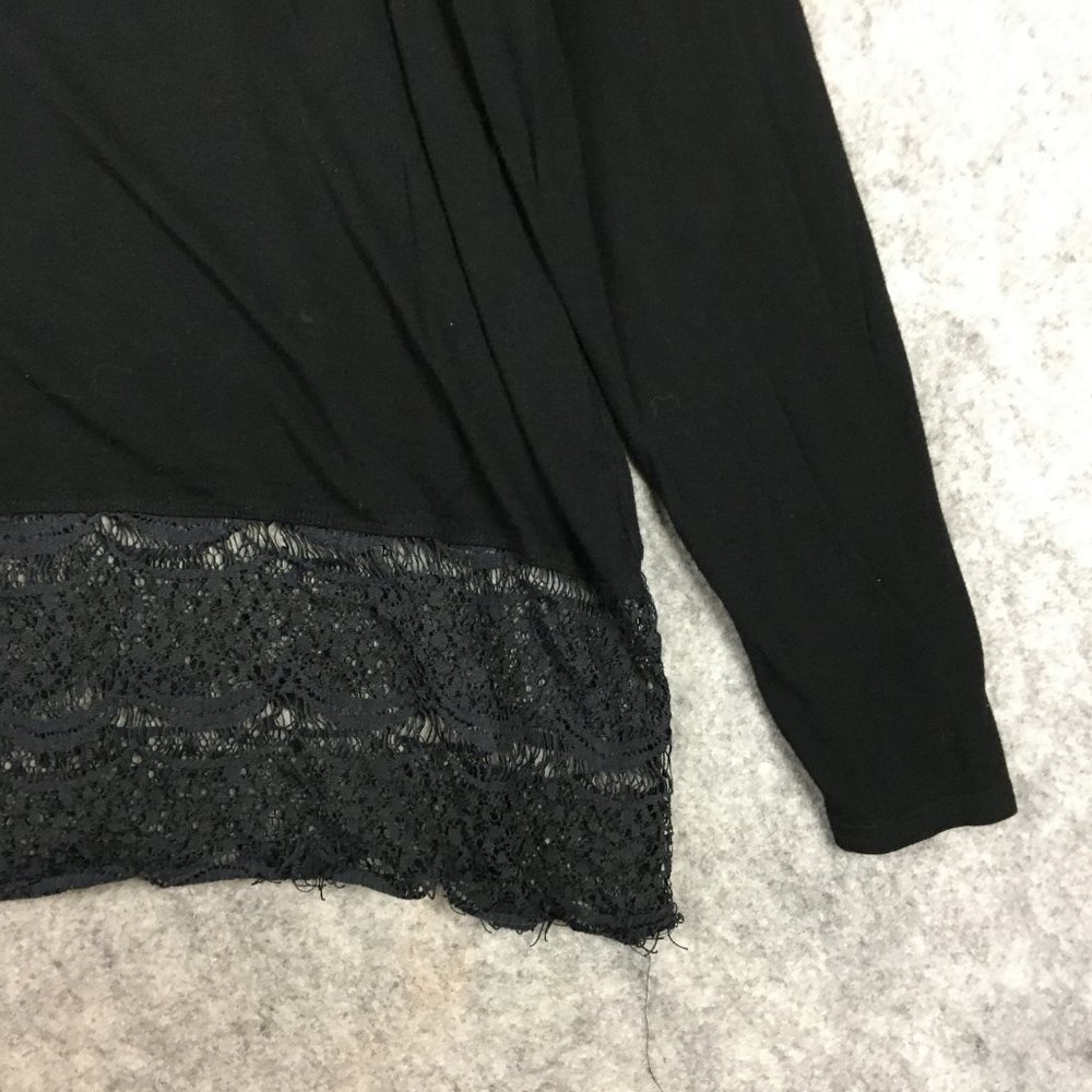 Lane Bryant Top 18 20 Long Sleeve Scoop Neck Lace Hem Asymmetric Career Casual - Picture 11 of 13